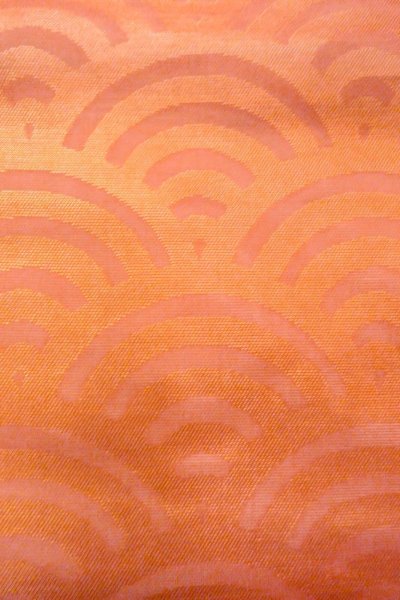 画像5: O0606L 袋帯 女性用着物 麻  光沢のある 橙色 青海波 【中古】 【USED】 【リサイクル】 ★★★☆☆ (5)
