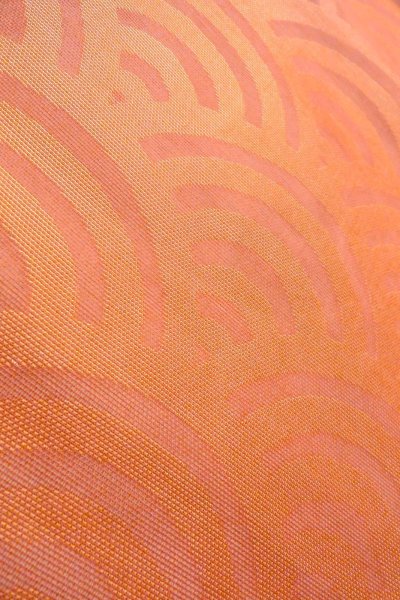 画像8: O0606L 袋帯 女性用着物 麻  光沢のある 橙色 青海波 【中古】 【USED】 【リサイクル】 ★★★☆☆ (8)