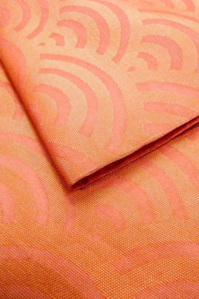 画像11: O0606L 袋帯 女性用着物 麻  光沢のある 橙色 青海波 【中古】 【USED】 【リサイクル】 ★★★☆☆ (11)