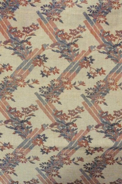 画像3: O0606M 名古屋帯 女性用着物 麻   灰色 花 【中古】 【USED】 【リサイクル】 ★★☆☆☆ (3)