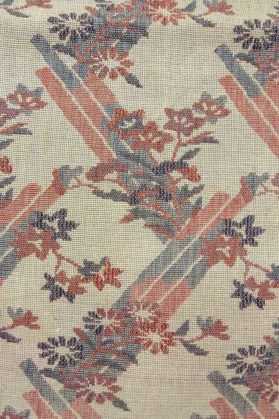 画像4: O0606M 名古屋帯 女性用着物 麻   灰色 花 【中古】 【USED】 【リサイクル】 ★★☆☆☆ (4)