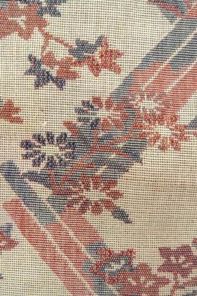 画像5: O0606M 名古屋帯 女性用着物 麻   灰色 花 【中古】 【USED】 【リサイクル】 ★★☆☆☆ (5)