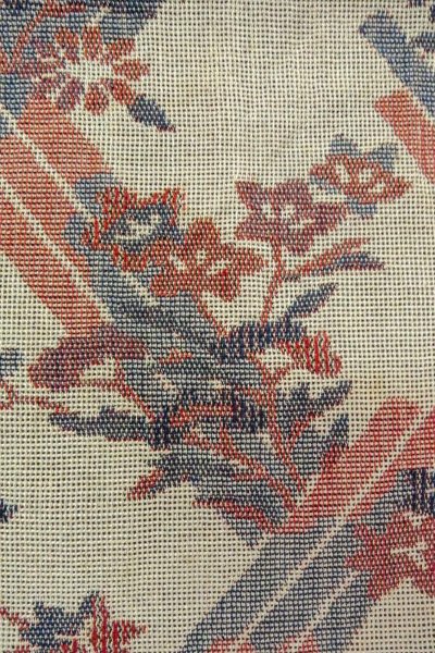 画像6: O0606M 名古屋帯 女性用着物 麻   灰色 花 【中古】 【USED】 【リサイクル】 ★★☆☆☆ (6)