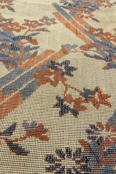 画像10: O0606M 名古屋帯 女性用着物 麻   灰色 花 【中古】 【USED】 【リサイクル】 ★★☆☆☆ (10)