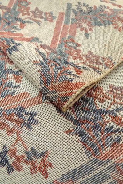 画像12: O0606M 名古屋帯 女性用着物 麻   灰色 花 【中古】 【USED】 【リサイクル】 ★★☆☆☆ (12)