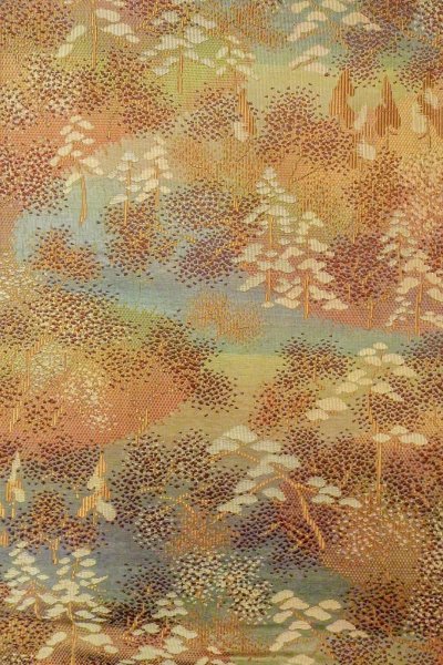 画像3: O0606R 八寸（袋名古屋）帯 女性用着物 シルク（正絹）   茶色 木 【中古】 【USED】 【リサイクル】 ★★☆☆☆ (3)