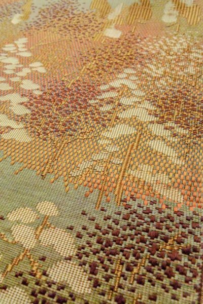 画像10: O0606R 八寸（袋名古屋）帯 女性用着物 シルク（正絹）   茶色 木 【中古】 【USED】 【リサイクル】 ★★☆☆☆ (10)