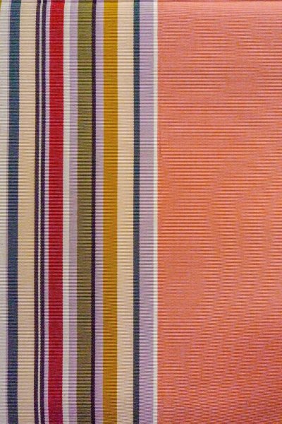 画像7: O0606S 八寸（袋名古屋）帯 女性用着物 シルク（正絹）   珊瑚色 縞 【中古】 【USED】 【リサイクル】 ★★☆☆☆ (7)