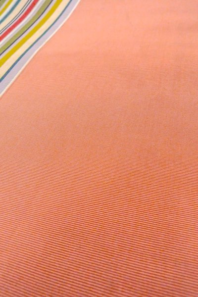 画像10: O0606S 八寸（袋名古屋）帯 女性用着物 シルク（正絹）   珊瑚色 縞 【中古】 【USED】 【リサイクル】 ★★☆☆☆ (10)