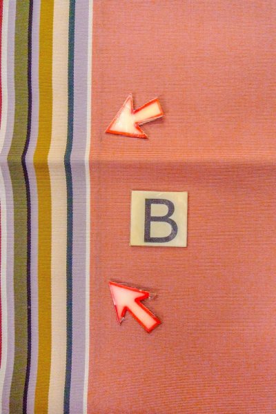 画像13: O0606S 八寸（袋名古屋）帯 女性用着物 シルク（正絹）   珊瑚色 縞 【中古】 【USED】 【リサイクル】 ★★☆☆☆ (13)