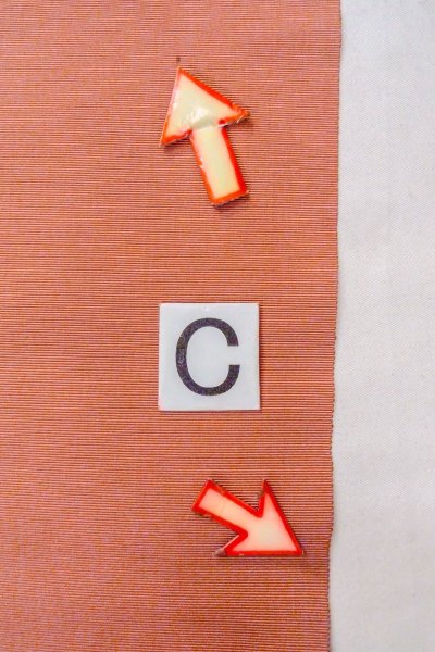 画像14: O0606S 八寸（袋名古屋）帯 女性用着物 シルク（正絹）   珊瑚色 縞 【中古】 【USED】 【リサイクル】 ★★☆☆☆ (14)