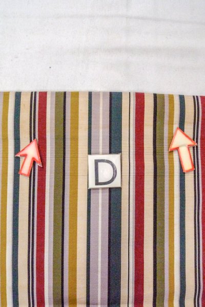 画像15: O0606S 八寸（袋名古屋）帯 女性用着物 シルク（正絹）   珊瑚色 縞 【中古】 【USED】 【リサイクル】 ★★☆☆☆ (15)