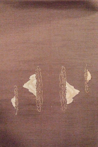 画像5: O0606U 八寸（袋名古屋）帯 女性用着物 シルク（正絹）   茶色 山 【中古】 【USED】 【リサイクル】 ★★★★☆ (5)