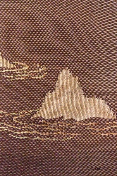 画像6: O0606U 八寸（袋名古屋）帯 女性用着物 シルク（正絹）   茶色 山 【中古】 【USED】 【リサイクル】 ★★★★☆ (6)