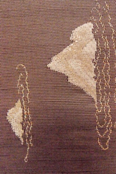 画像7: O0606U 八寸（袋名古屋）帯 女性用着物 シルク（正絹）   茶色 山 【中古】 【USED】 【リサイクル】 ★★★★☆ (7)