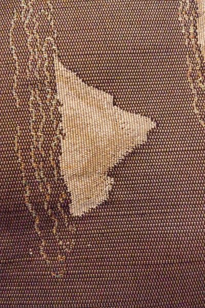 画像8: O0606U 八寸（袋名古屋）帯 女性用着物 シルク（正絹）   茶色 山 【中古】 【USED】 【リサイクル】 ★★★★☆ (8)