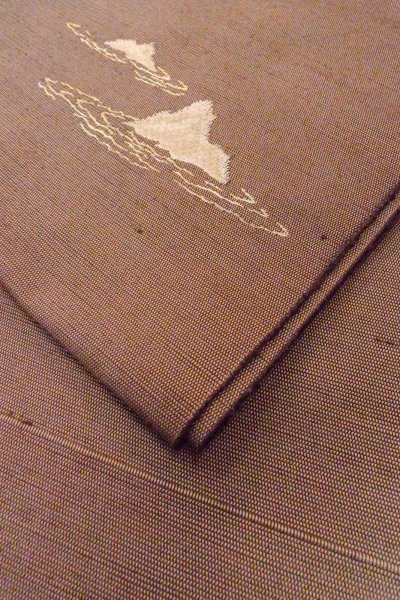 画像9: O0606U 八寸（袋名古屋）帯 女性用着物 シルク（正絹）   茶色 山 【中古】 【USED】 【リサイクル】 ★★★★☆ (9)
