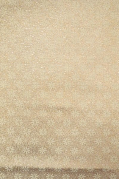 画像3: O0606W 八寸（袋名古屋）帯 女性用着物 シルク（正絹）  薄い 灰色 花 【中古】 【USED】 【リサイクル】 ★☆☆☆☆ (3)