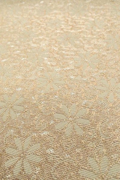 画像8: O0606W 八寸（袋名古屋）帯 女性用着物 シルク（正絹）  薄い 灰色 花 【中古】 【USED】 【リサイクル】 ★☆☆☆☆ (8)