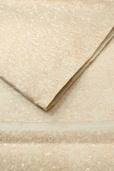 画像11: O0606W 八寸（袋名古屋）帯 女性用着物 シルク（正絹）  薄い 灰色 花 【中古】 【USED】 【リサイクル】 ★☆☆☆☆ (11)