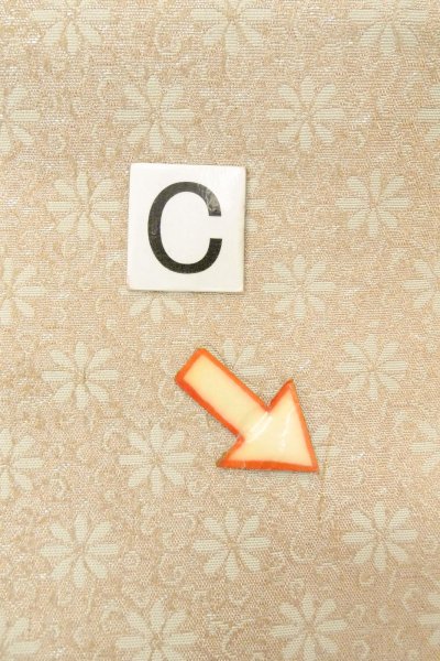 画像14: O0606W 八寸（袋名古屋）帯 女性用着物 シルク（正絹）  薄い 灰色 花 【中古】 【USED】 【リサイクル】 ★☆☆☆☆ (14)