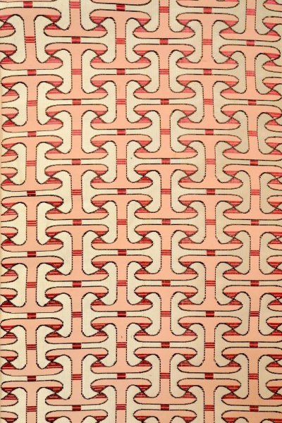 画像3: O0606X 八寸（袋名古屋）帯 女性用着物 シルク（正絹）   オフ　ホワイト 幾何学模様 【中古】 【USED】 【リサイクル】 ★★☆☆☆ (3)