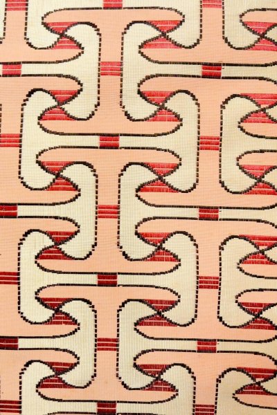 画像6: O0606X 八寸（袋名古屋）帯 女性用着物 シルク（正絹）   オフ　ホワイト 幾何学模様 【中古】 【USED】 【リサイクル】 ★★☆☆☆ (6)