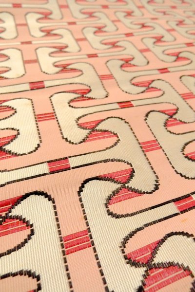 画像10: O0606X 八寸（袋名古屋）帯 女性用着物 シルク（正絹）   オフ　ホワイト 幾何学模様 【中古】 【USED】 【リサイクル】 ★★☆☆☆ (10)