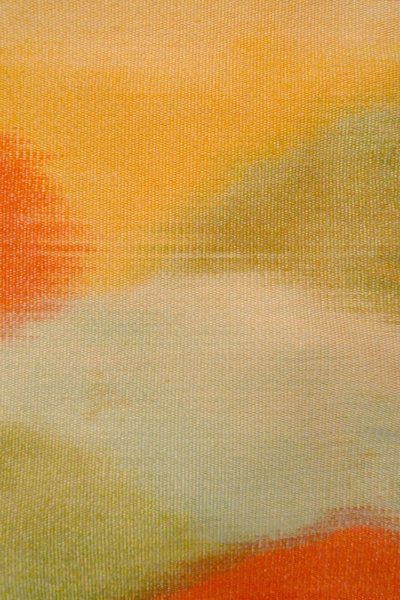 画像6: O0606Y 八寸（袋名古屋）帯 女性用着物 シルク（正絹）  光沢のある 赤色 山 【中古】 【USED】 【リサイクル】 ★★★☆☆ (6)