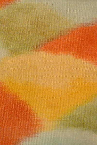 画像7: O0606Y 八寸（袋名古屋）帯 女性用着物 シルク（正絹）  光沢のある 赤色 山 【中古】 【USED】 【リサイクル】 ★★★☆☆ (7)