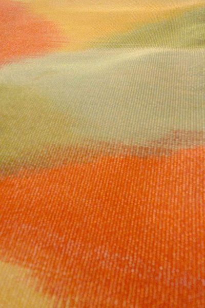 画像8: O0606Y 八寸（袋名古屋）帯 女性用着物 シルク（正絹）  光沢のある 赤色 山 【中古】 【USED】 【リサイクル】 ★★★☆☆ (8)