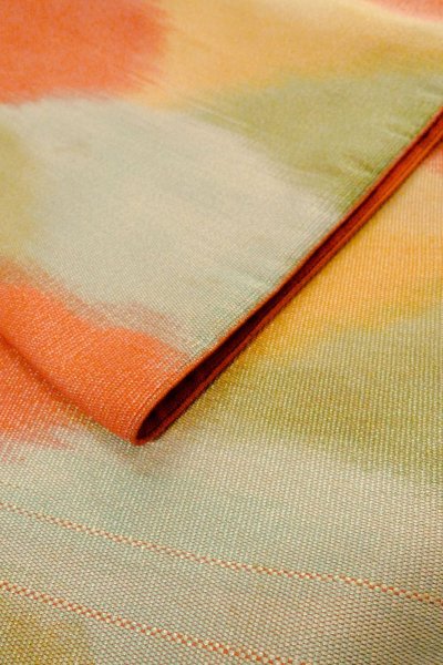 画像11: O0606Y 八寸（袋名古屋）帯 女性用着物 シルク（正絹）  光沢のある 赤色 山 【中古】 【USED】 【リサイクル】 ★★★☆☆ (11)