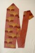 画像1: O0606Z 名古屋帯 女性用着物 シルク（正絹）   えんじ 幾何学模様 【中古】 【USED】 【リサイクル】 ★★★☆☆ (1)