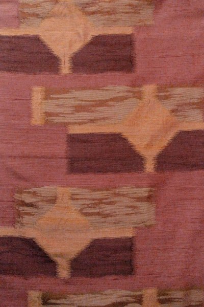 画像4: O0606Z 名古屋帯 女性用着物 シルク（正絹）   えんじ 幾何学模様 【中古】 【USED】 【リサイクル】 ★★★☆☆ (4)