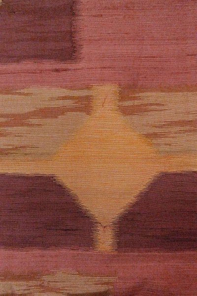 画像6: O0606Z 名古屋帯 女性用着物 シルク（正絹）   えんじ 幾何学模様 【中古】 【USED】 【リサイクル】 ★★★☆☆ (6)