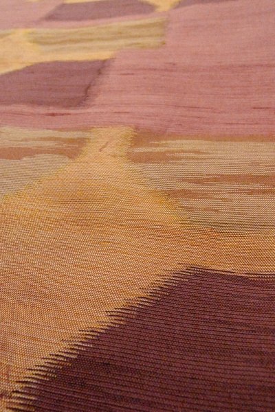 画像8: O0606Z 名古屋帯 女性用着物 シルク（正絹）   えんじ 幾何学模様 【中古】 【USED】 【リサイクル】 ★★★☆☆ (8)