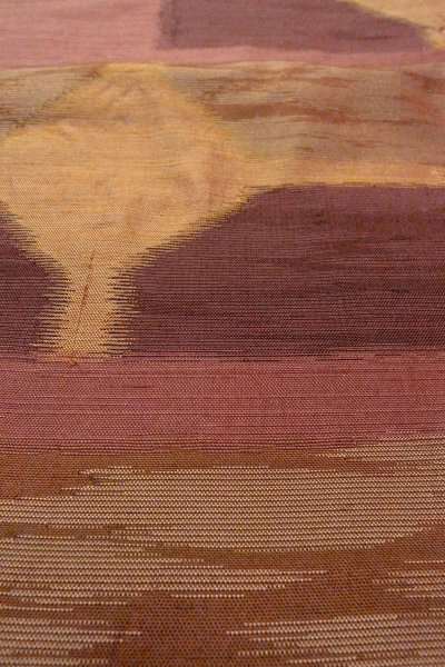 画像9: O0606Z 名古屋帯 女性用着物 シルク（正絹）   えんじ 幾何学模様 【中古】 【USED】 【リサイクル】 ★★★☆☆ (9)