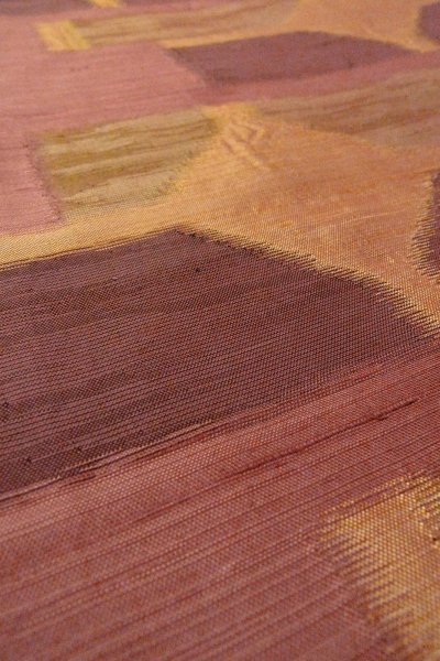 画像10: O0606Z 名古屋帯 女性用着物 シルク（正絹）   えんじ 幾何学模様 【中古】 【USED】 【リサイクル】 ★★★☆☆ (10)