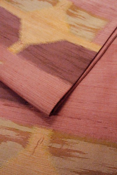 画像11: O0606Z 名古屋帯 女性用着物 シルク（正絹）   えんじ 幾何学模様 【中古】 【USED】 【リサイクル】 ★★★☆☆ (11)