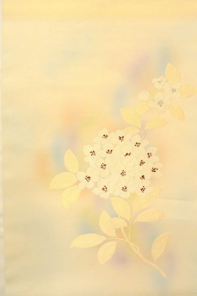 画像3: O0607A 名古屋帯 女性用着物 シルク（正絹）   アイボリー 花 【中古】 【USED】 【リサイクル】 ★★★☆☆ (3)