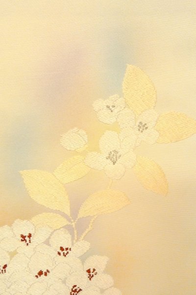 画像5: O0607A 名古屋帯 女性用着物 シルク（正絹）   アイボリー 花 【中古】 【USED】 【リサイクル】 ★★★☆☆ (5)