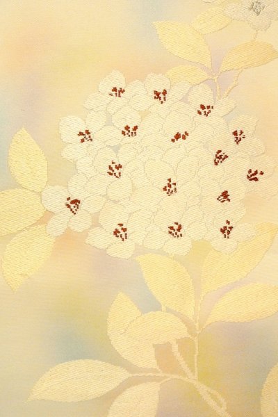 画像6: O0607A 名古屋帯 女性用着物 シルク（正絹）   アイボリー 花 【中古】 【USED】 【リサイクル】 ★★★☆☆ (6)