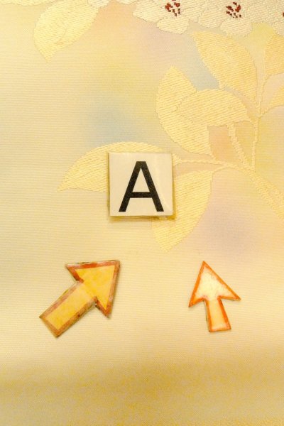 画像12: O0607A 名古屋帯 女性用着物 シルク（正絹）   アイボリー 花 【中古】 【USED】 【リサイクル】 ★★★☆☆ (12)