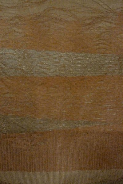 画像4: O0607B 袋帯 女性用着物 麻  深い 茶色 葉 【中古】 【USED】 【リサイクル】 ★★☆☆☆ (4)