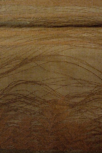 画像7: O0607B 袋帯 女性用着物 麻  深い 茶色 葉 【中古】 【USED】 【リサイクル】 ★★☆☆☆ (7)