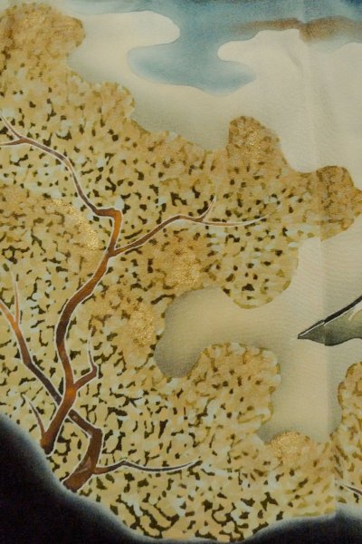 画像8: O0624E 女性用留袖  シルク（正絹） 黒, 雲 【中古】【USED】【リサイクル】 ★★☆☆☆【O0624E】 (8)