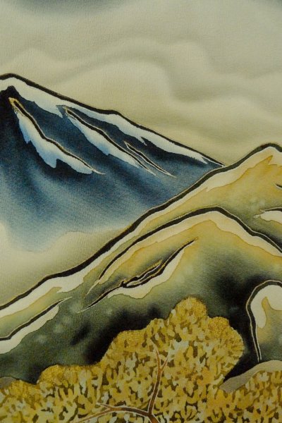 画像10: O0624E 女性用留袖  シルク（正絹） 黒, 雲 【中古】【USED】【リサイクル】 ★★☆☆☆【O0624E】 (10)