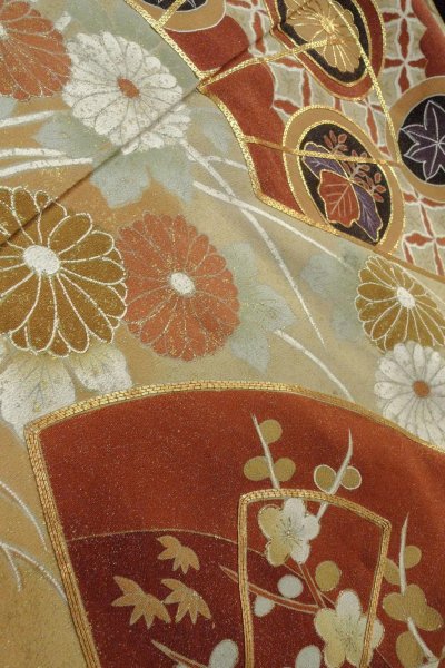 画像13: O0624F 女性用留袖  シルク（正絹） 黒, 菊 【中古】【USED】【リサイクル】 ★★☆☆☆【O0624F】 (13)