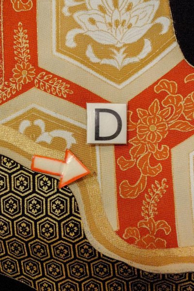 画像21: O0624G 女性用留袖  シルク（正絹） 黒, 唐花 【中古】【USED】【リサイクル】 ★☆☆☆☆【O0624G】 (21)