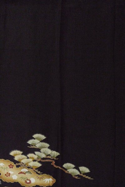 画像6: O0624H 女性用留袖  化繊 黒, 花 【中古】【USED】【リサイクル】 ★☆☆☆☆【O0624H】 (6)